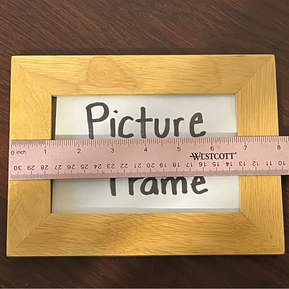 Square Light Maple Wood Picture Frame Photo Frame Beige Wooden with Black Stand
